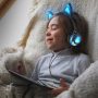 Olyre Cat Headphones for Girls Boys,Flashing LED Headphones with Microphone On Ear Universal Wired 3.5mm Stereo Headset for Computer Tablet iPad Mobile Phones(Blue) - Image 4