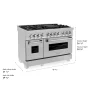 ZLINE - 48 in. Wide 7 Burner 6.0 cu. ft. Legacy Dual Fuel Freestanding Range with Gas Cooktop and 2 Electric Ovens - Stainless Steel - Image 4