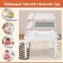 Kids Multi Activity Play Table Wooden Building Block Desk with Storage Paper Roll - White - Image 6