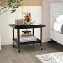 Under Desk Printer Stand with Storage Shelf and Lockable Wheels - Black - Image 2