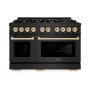 ZLINE - 48 in. Wide 8 Burner Autograph Select Dual Fuel Freestanding Range with Gold Accents - Black Stainless Steel - Image 1
