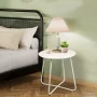 CERBIOR Metal Tray End Table, Round Accent Coffee Side Table, Anti-Rust and Waterproof Outdoor Small Side Table, Indoor Modern Sofa Side Table Bedside Table for Living Room Bedroom Balcony (White) - Image 6