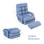 Blue Folding Lazy Floor Chair Sofa with Armrests and Pillow - Image 4