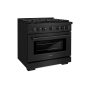 ZLINE - 36 in. Wide 6 Burner 5.2 cu. ft.  Paramount Dual Fuel Freestanding Range with  Convection Oven - Black Stainless Steel - Image 3