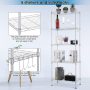 Wire Shelving Unit, 5 Tier Metal Shelving Unit, Storage Shelves for Storage, Adjustable Shelf Storage with 4 Hooks for Kitchen Bathroom Office and Garage(22Lx12Wx59H) Silver - Image 3