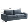 88.58" Linen Three-seat Sofa with Solid Wood Frame, Living Room Chair, Couch for Small Spaces, Removable Back Cushion and Easy Tool, Blue - Image 6