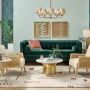 Cupertine 31 in. Gold/Marble Medium Round Marble Coffee Table with Hammered Base - Image 4