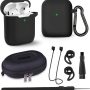 AirPods Case, KMMIN AirPods Case Cover for Apple AirPods 1&2 Wireless Charging Case 7 in 1 Front LED Visible Premium Silicone Case Skin with Airpods Accessories Keychain Storage Box - Image 3