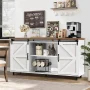 Catrimown Farmhouse Coffee Bar Cabinet, 58'' Kitchen Buffet Sideboard Storage Cabinet with Adjustable Shelves, White - Image 1