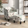 Gymax Modern Accent Tub Chair&Ottoman Set Fabric Upholstered Club Chair Grey Floral - Image 2