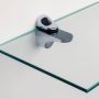 Pristine 16 in. W x 2 in. H. Clear Glass Floating Shelves with Chrome Brackets (Set of 2) - Image 3