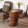 Eric 24 in. Brown Solid Wood Chairside End Table, Two-Drawer Narrow Side Table, Fully Assembled - Image 4