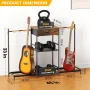 Flycity Guitar Stands Floor with 4 Guitar Holders, 3 Tier Guitar Rack with Amp Stand & Cloth Drawer, Floor Adjustable Guitar Holder Display for Music Room Home Studio - Image 2