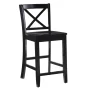 Linon Torino 24" Cross-Back Indoor Wood Counter Stool, Black - Image 1