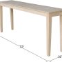 International Concepts Shaker Console Sofa Table, Entryway, 72-Inch Long, Solid Parawood, Unfinished - Image 3