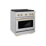 ZLINE - 30 in. Wide 4 Burner 4.2 cu. ft.  Autograph Paramount Dual Fuel Freestanding Range with Champagne Bronze Accents - Stainless Steel - Image 3