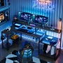 Minaya LED Gaming Desk with Power Outlet, L-Shaped Computer Desk with Monitor Stand - Image 3