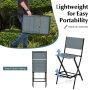 Blue Folding Bar Stools Set of 2 Backrest Humanized Footrest - Image 4