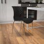 Black Lowell Contemporary Plastic Stacking Waiting Room Chairs, Lobby Chairs with Patterned Back and Seat (Set of 4) - Image 4