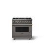 Viking - 36 in. Wide 6 Burner Pro 5 Series 5.6 Cu. Ft. Freestanding Sealed LP Dual Fuel Convection Range with Brushed Brass Trim - Damascus Gray - Image 1