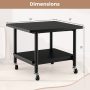Under Desk Printer Stand with Storage Shelf and Lockable Wheels - Black - Image 4