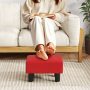 Small PU Leather Rectangular Seat Ottoman Footstool - Red - Image 2