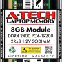 A-Tech 8GB DDR4 2400MHz SODIMM PC4-19200 2Rx8 Dual Rank 260-Pin CL17 1.2V Non-ECC Unbuffered Notebook Laptop RAM Memory Upgrade Module - Image 1