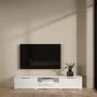 Tvilum Match 2 Drawer TV Stand with 2 Shelves, White High Gloss - Image 1