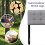 Gray Linen Upholstered Headboard with Solid Rubber Wood Legs - Image 6