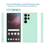 Njjex for Galaxy S23 Ultra 5G Phone Case, Samsung S23 Ultra Case with 1 Pack Tempered Glass Screen Protector for Women Men, Liquid Silicone Slim Silky-Soft Protective Case Samsung S23 Ultra 5G, Cyan - Image 2