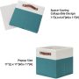 HNZIGE Fabric Storage Cube Bins Baskets for Organizing, 11 inch Cube Storage Bins, Set of 4, Collapsible Storage Bin with Handles, Closet Organizers and Storage Home Toy Nursery Bedroom(White Teal) - Image 2