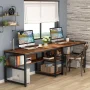 Halssey 78.74 in. Rectangular Brown Wood Writing Desk with Shelves - Image 5