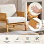 Renwick Fabric Upholstered Accent Chair with Rattan Sides,Ivory - Image 5