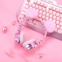 Girls Headphones for Kids with Microphone Glitter Bear Ear Cute Wired Kids Headsets for School Christmas (Pink) - Image 3