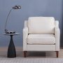 A&D Home Sedona Ivory White Faux Linen Modern Accent Chair, Upholstered Contemporary Lounge Armchair - Image 3