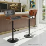 Lombardi Mid-Century Modern Adjustable Barstool in Walnut with Grey Faux Leather by LumiSource - Image 2