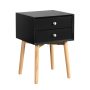 Side Table,Bedside Table With 2 Drawers And Rubber Wood Legs, Mid-Century Modern Storage Cabinet For Bedroom Living Room - Image 5