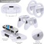 All in 1 Accessories Kits for Switch OLED 2021 Model:Case & Screen Protector, Hand Grips & Racing Wheels for Joy con, Controller Charger Dock, Carrying Case & More -White - Image 2