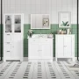 Homfa Bathroom Storage Cabinet, 56.6"H White Linen Cabinet with 3 Doors and 3 Drawers - Image 3
