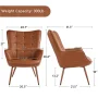 Alden Design Mid-Century Modern Faux Leather Wingback Accent Chair, Brown, Single - Image 2