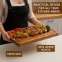 Acacia Wood Cutting Board Set of 3 | Non-Toxic Cutting Boards with Wooden Holder, Non-Slip Silicone Pads, Deep Juice Grooves & Handles | Ideal for Meat, Veggies & Charcuterie – Elegant Kitchen Gift - Image 3