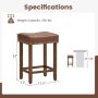 Brown 24 Inch Upholstered PU Leather Bar Stools Set of 2 - Image 4