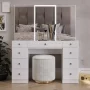 Gia Trifold Makeup Vanity with LED Light Strip, Cabinets, and Modern Design | Premium Boahaus Vanity - Image 4