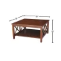 Hampton 36 in. Espresso Square Solid Wood Top Coffee Table with Shelf - Image 3