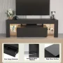 Homall 70 Inch TV Stand with Remote LED Lights,White Modern Entertainment Center - Soft-Close Drawers & Adjustable Shelves for Living Room - Image 3
