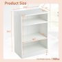 3-Tier Bookcase Open Display Rack Cabinet with Adjustable Shelves - White - Image 4