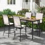 Gray 2 Pieces 360 Rotating Bar Stool Set with Armrests for Patio - Image 6