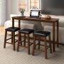 4-Piece Bar Table Set Counter-Height Table and 3 PVC Leather Upholstered Bar Stools - Image 2