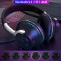 Wireless Bluetooth 5.1 Headphones Over Ear LED Headset Stereo Noise Cancelling - Image 5