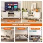 TV Stand Entertainment Media Console with 2 Rattan Cabinets and Open Shelves - Image 5